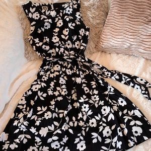 Anne Klein, black and white, fit and flare dress